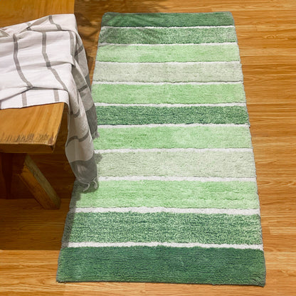 Cordural Stripe Bath Runner-Sage Green-White,24''X60''
