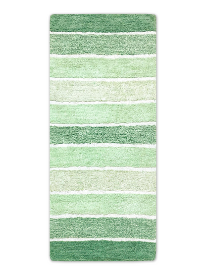Cordural Stripe Bath Runner-Sage Green-White,24''X60''