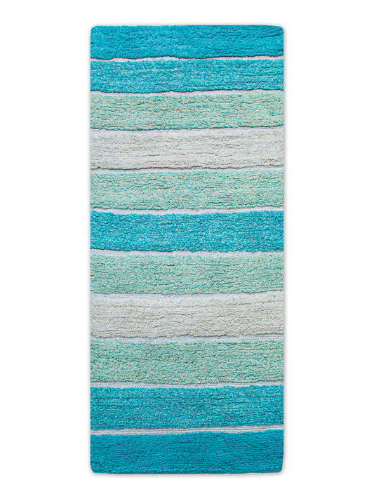 Cordural Stripe Bath Runner-Aqua-Turquoise,24''X60''