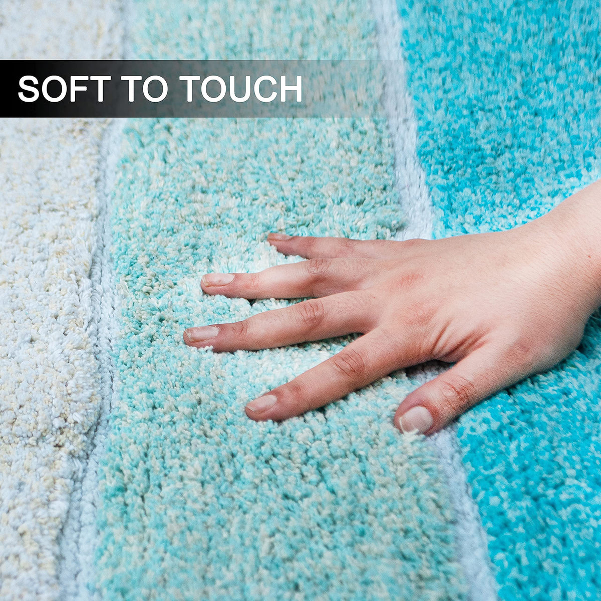 Cordural Stripe Bath Runner-Aqua-Turquoise,24''X60''