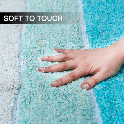 Cordural Stripe Bath Runner-Aqua-Turquoise,24''X60''