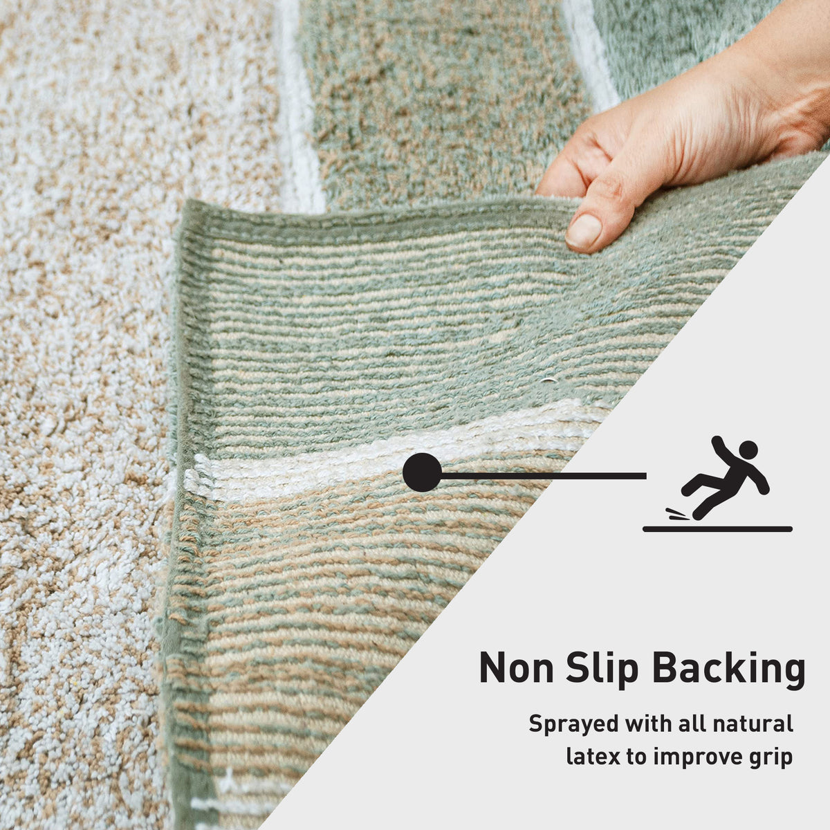 Cordural Stripe Bath Runner-Gray-Beige,24''X60''
