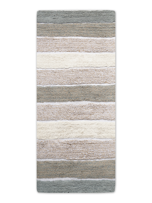 Cordural Stripe Bath Runner-Gray-Beige,24''X60''