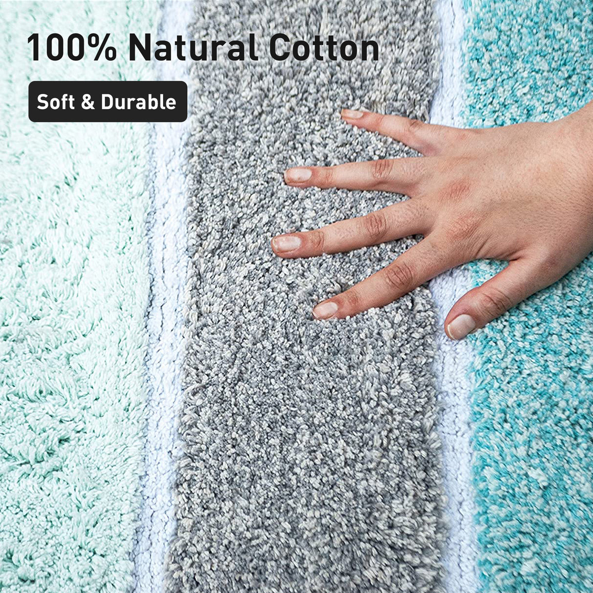 Cordural Stripe Bath Runner-Mint Green-Gray,24''X60''