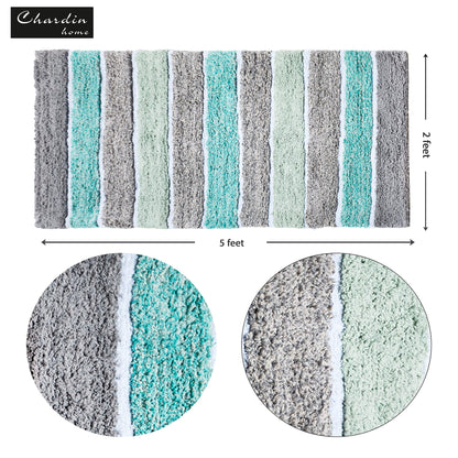 Cordural Stripe Bath Runner-Mint Green-Gray,24''X60''