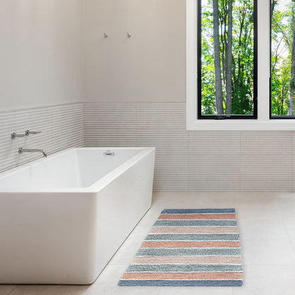 Cordural Stripe Bath Runner-Gray-Blush,24''X60''