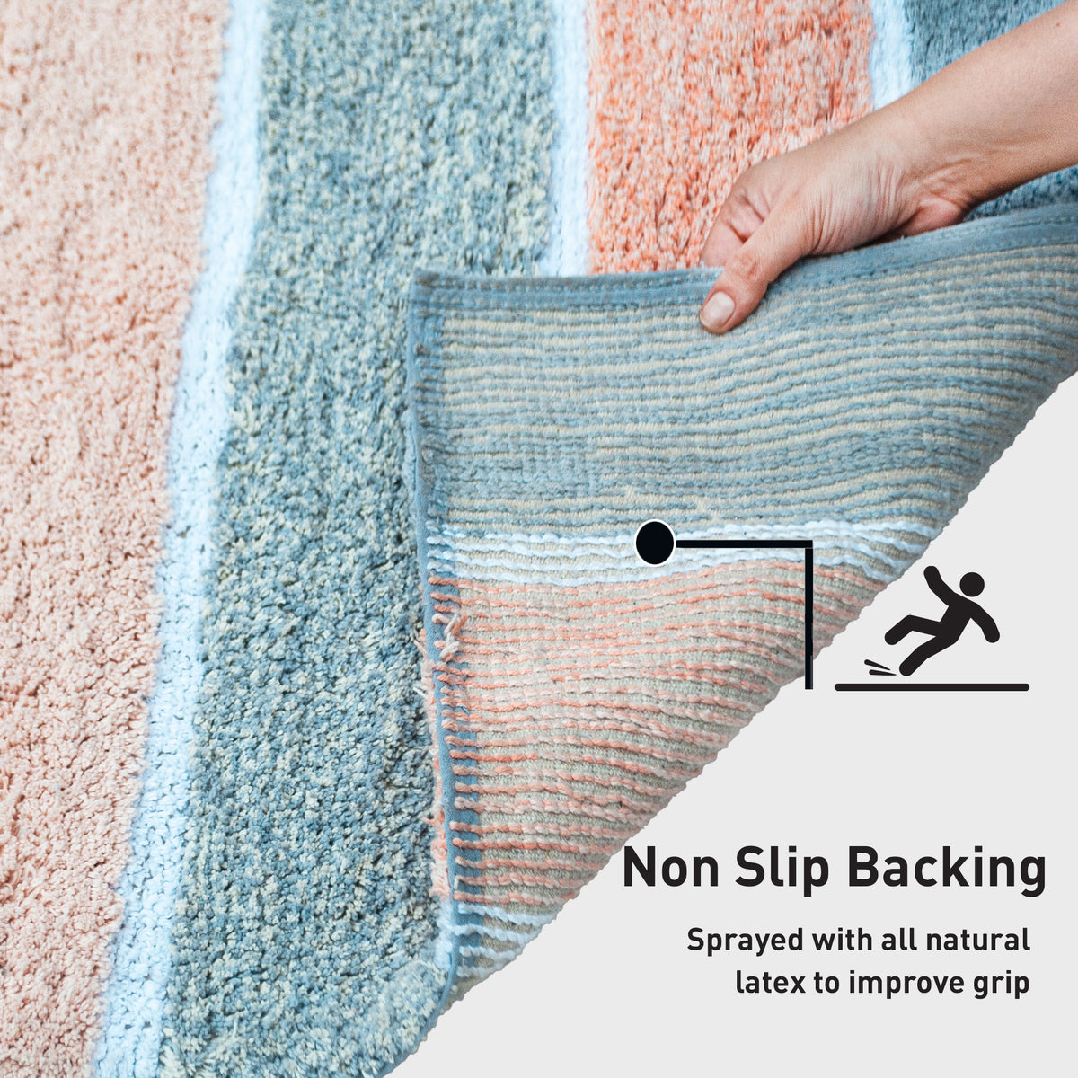 Cordural Stripe Bath Runner-Gray-Blush,24''X60''