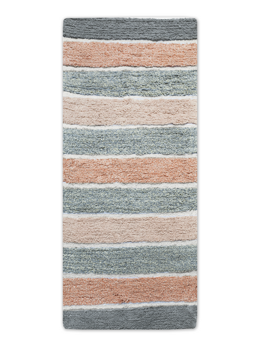 Cordural Stripe Bath Runner-Gray-Blush,24''X60''