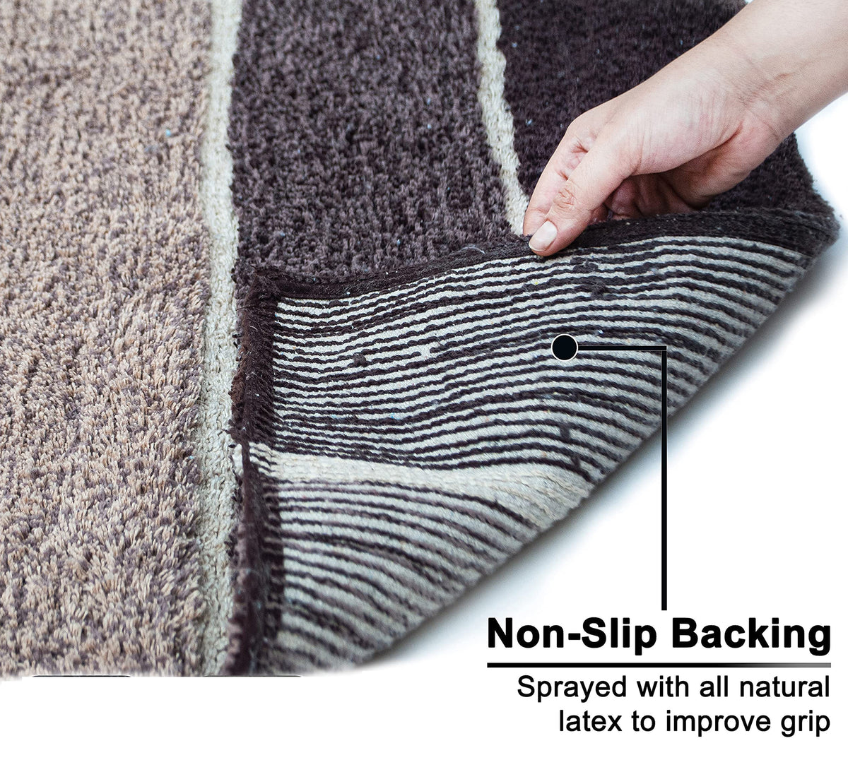 Cordural Stripe Bath Runner-Brown-Beige,24''X60''