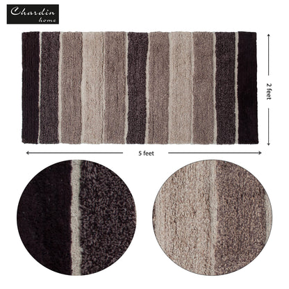 Cordural Stripe Bath Runner-Brown-Beige,24''X60''
