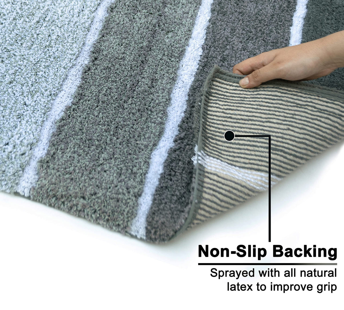 Cordural Stripe Bath Runner-Dk. Gray-White,24''X60''