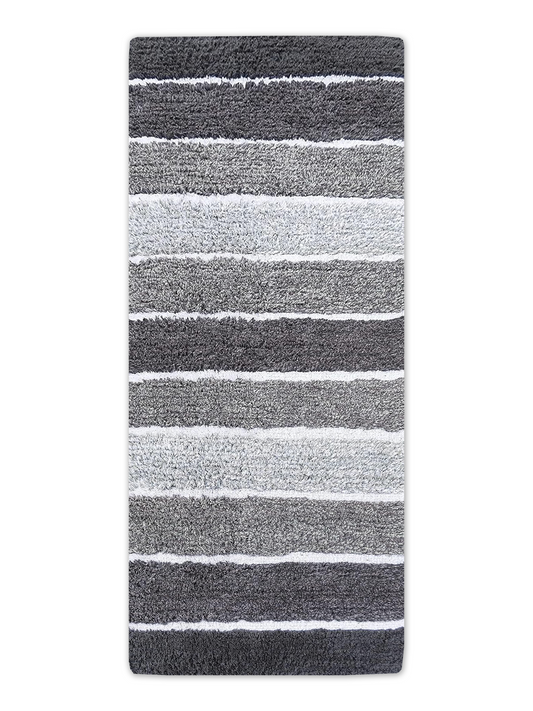 Cordural Stripe Bath Runner-Dk. Gray-White,24''X60''