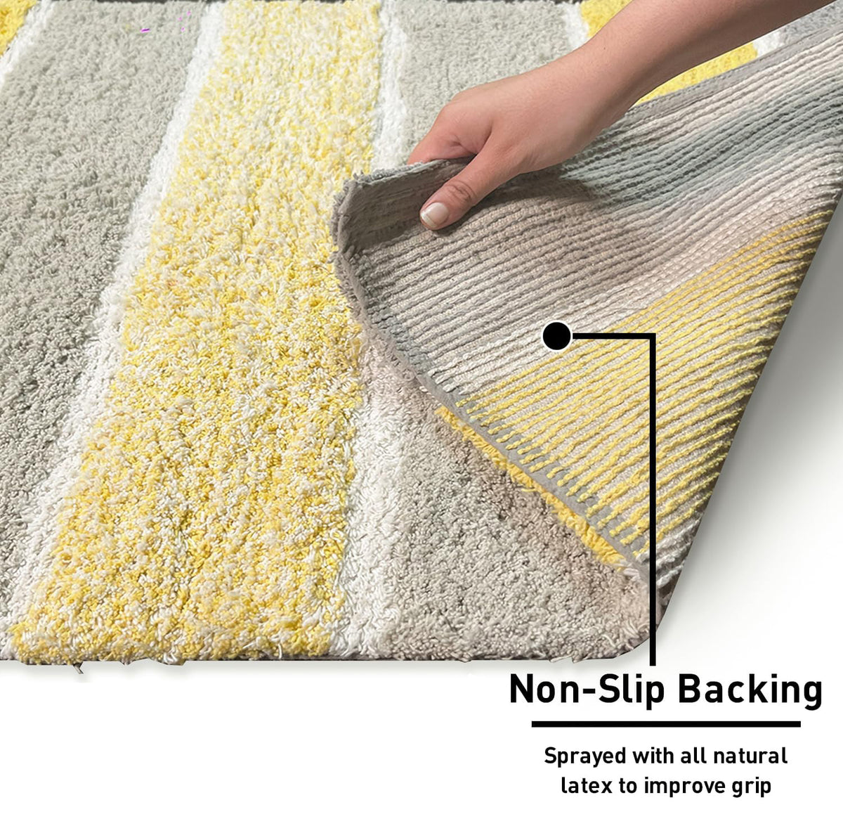 CORDURAL STRIPE BATH RUNNER, 24''x60'', Yellow-Grey