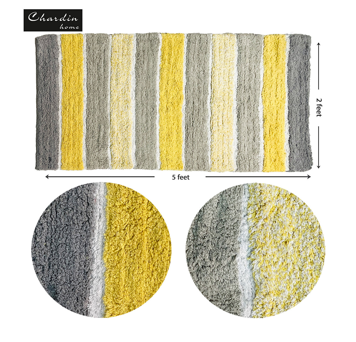 CORDURAL STRIPE BATH RUNNER, 24''x60'', Yellow-Grey