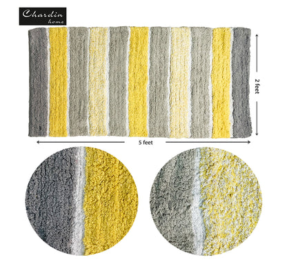 CORDURAL STRIPE BATH RUNNER, 24''x60'', Yellow-Grey