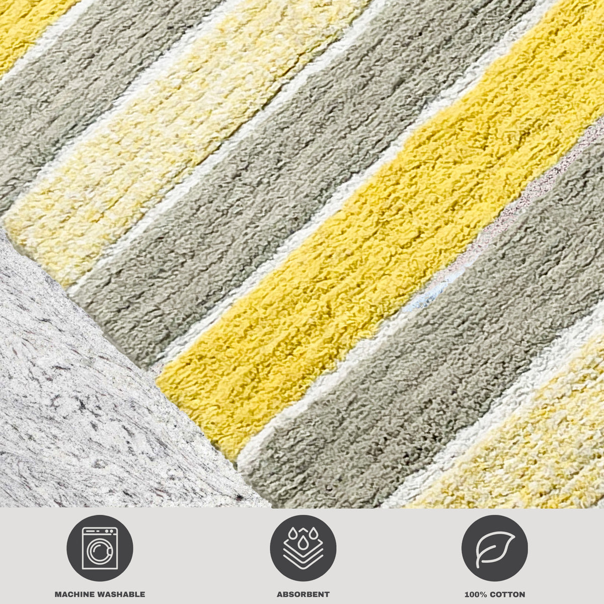 CORDURAL STRIPE BATH RUNNER, 24''x60'', Yellow-Grey