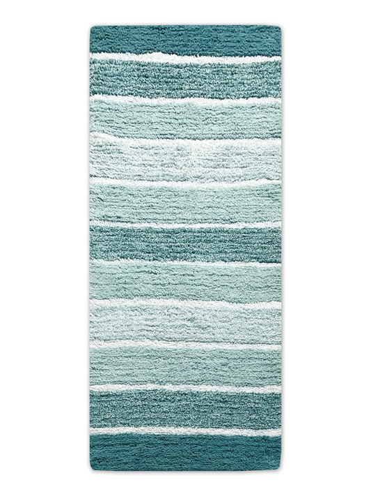 CORDURAL STRIPE BATH RUNNER, 24''x60'', TEAL BLUE/GREEN