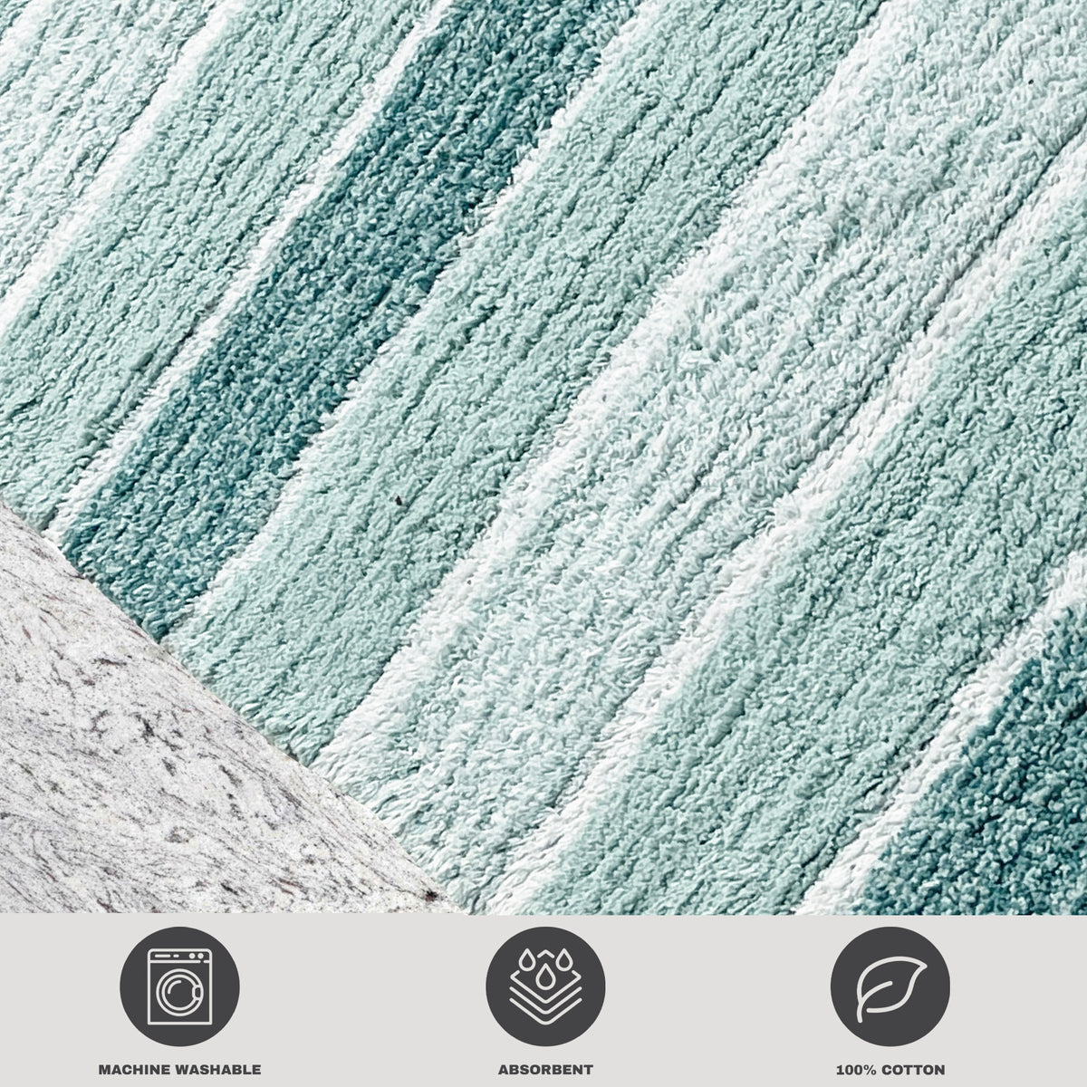 CORDURAL STRIPE BATH RUNNER, 24''x60'', TEAL BLUE/GREEN