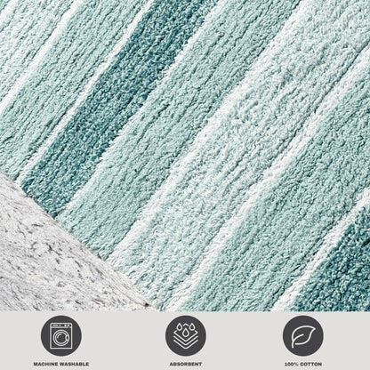 CORDURAL STRIPE BATH RUNNER, 24''x60'', TEAL BLUE/GREEN