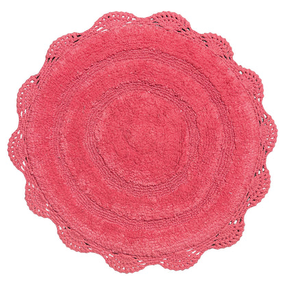 Crochet Round Bath Mat-Coral Pink,24''