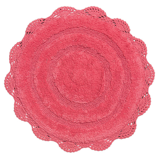 Crochet Round Bath Mat-Coral Pink,24''