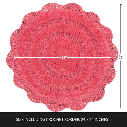 Crochet Round Bath Mat-Coral Pink,24''