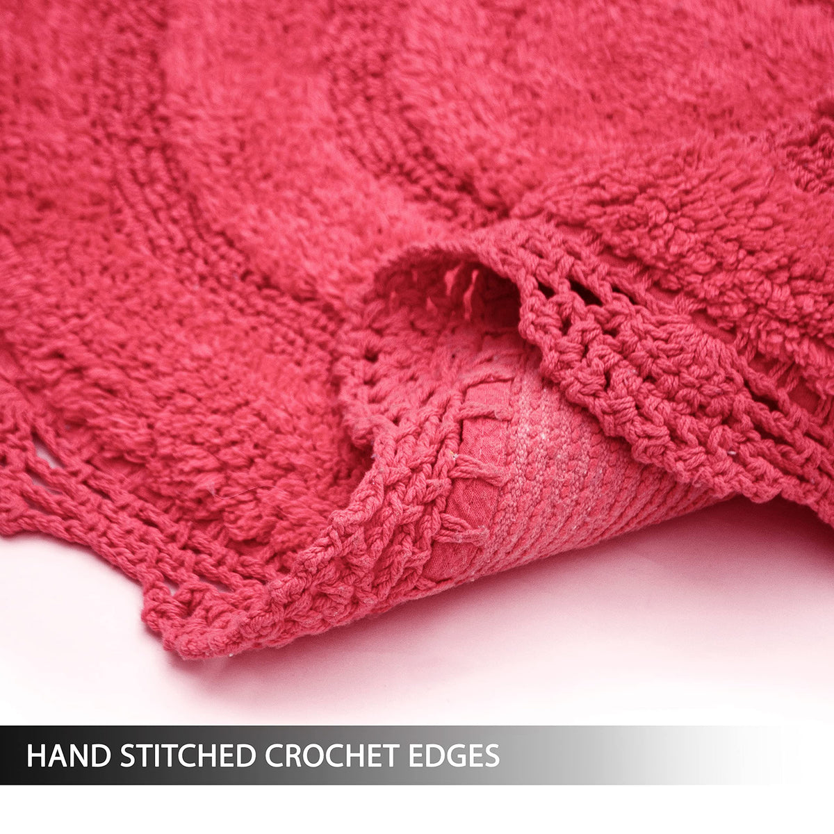 Crochet Round Bath Mat-Coral Pink,24''