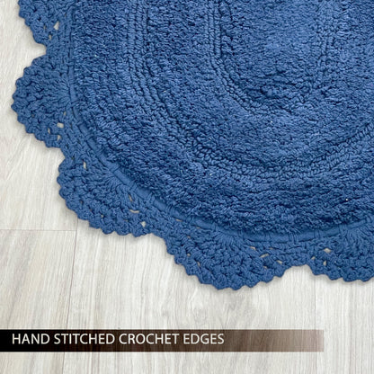 CROCHET ROUND BATH MAT, 24'' RND, NAVY BLUE