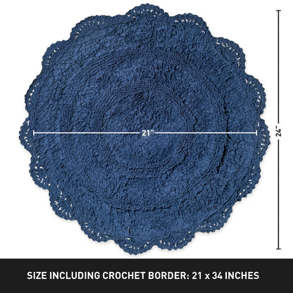 CROCHET ROUND BATH MAT, 24'' RND, NAVY BLUE