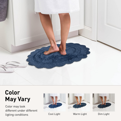 CROCHET ROUND BATH MAT, 24'' RND, NAVY BLUE