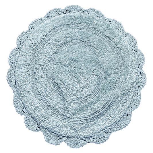 CROCHET ROUND BATH MAT, 24'' RND., POWDER BLUE