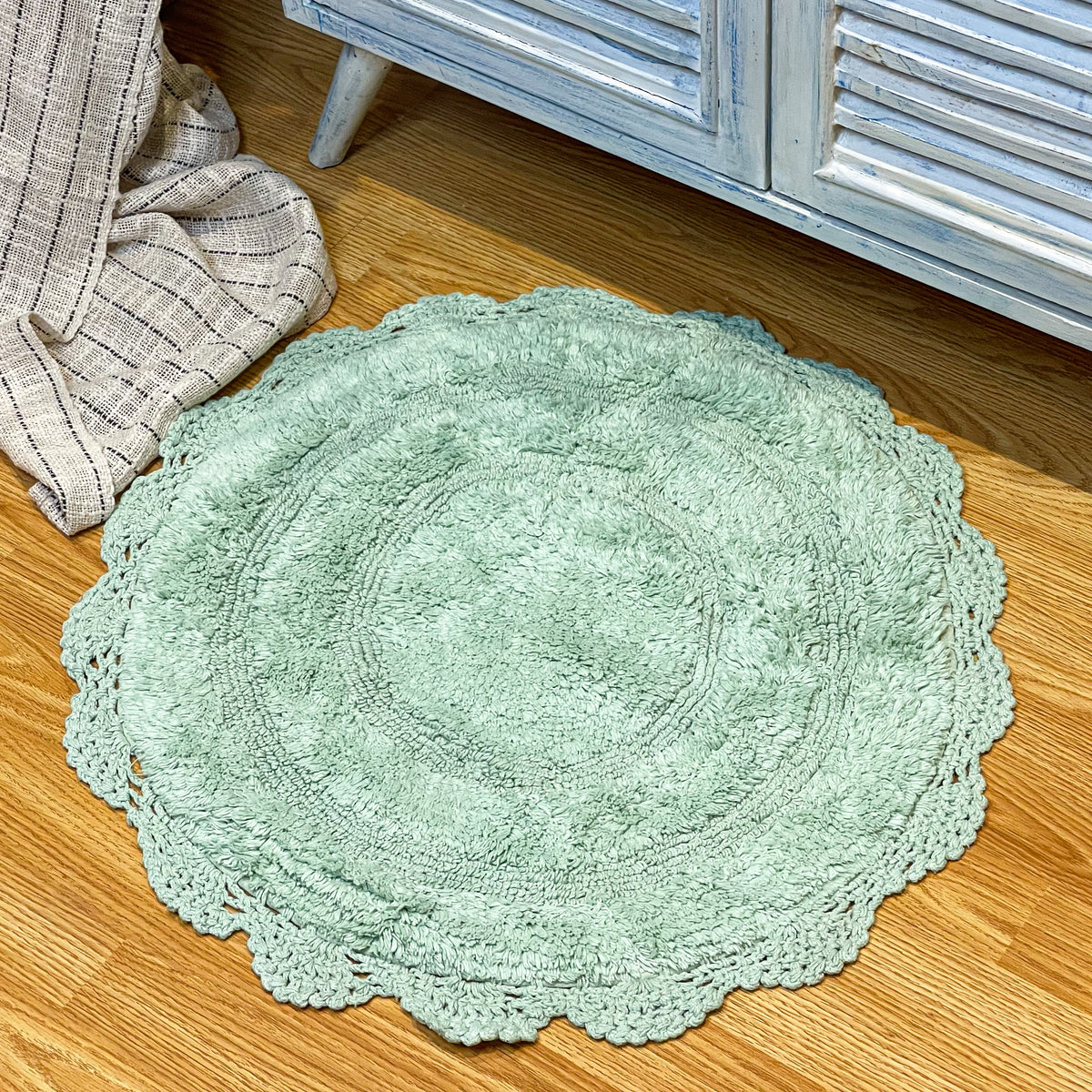 CROCHET ROUND BATH MAT, 24'' RND., LT. GREEN