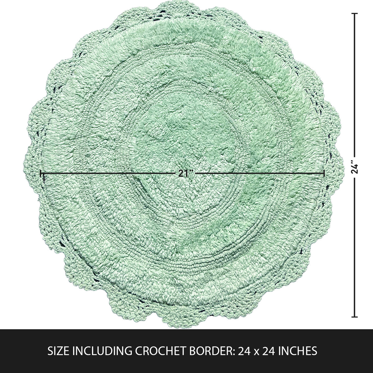 CROCHET ROUND BATH MAT, 24'' RND., LT. GREEN