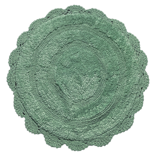 CROCHET ROUND BATH MAT, 24'' RND., SAGE GREEN