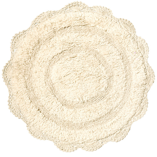 CROCHET ROUND BATH MAT, 24'' RND., IVORY