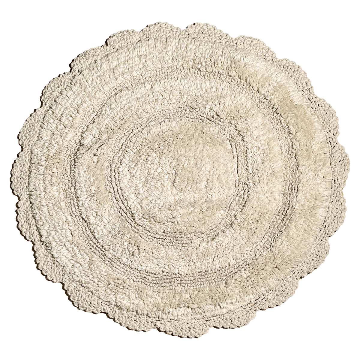 CROCHET ROUND BATH MAT, 24'' RND., IVORY