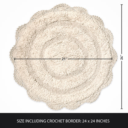 CROCHET ROUND BATH MAT, 24'' RND., IVORY
