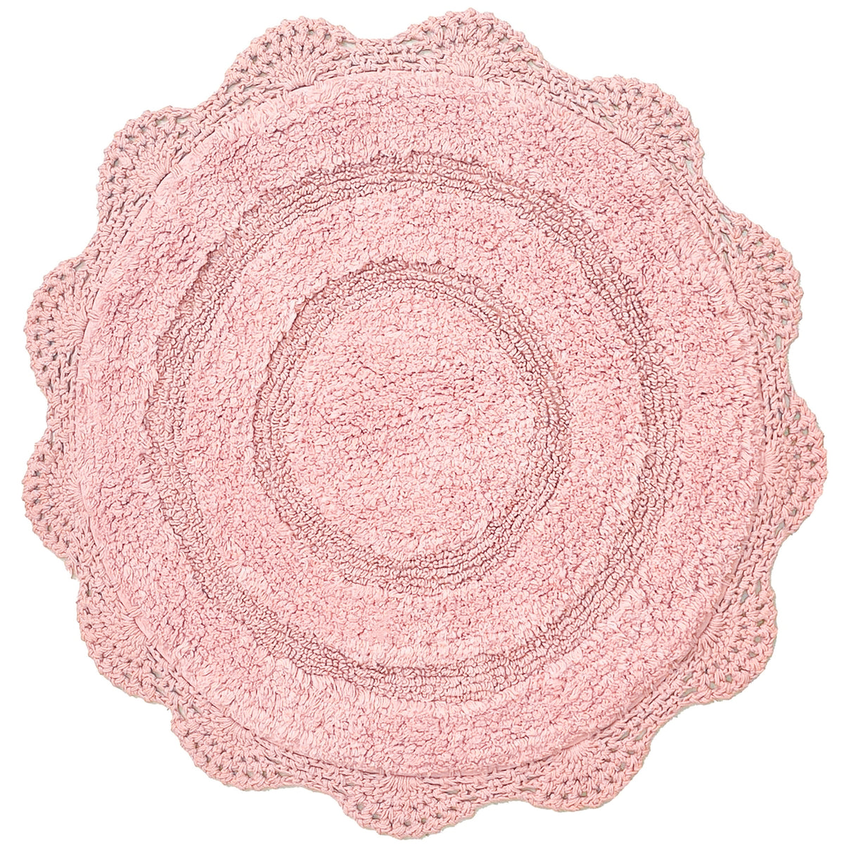 CROCHET ROUND BATH MAT, 24'' RND., PINK