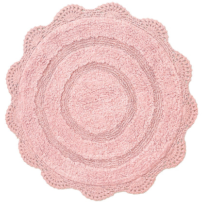 CROCHET ROUND BATH MAT, 24'' RND., PINK