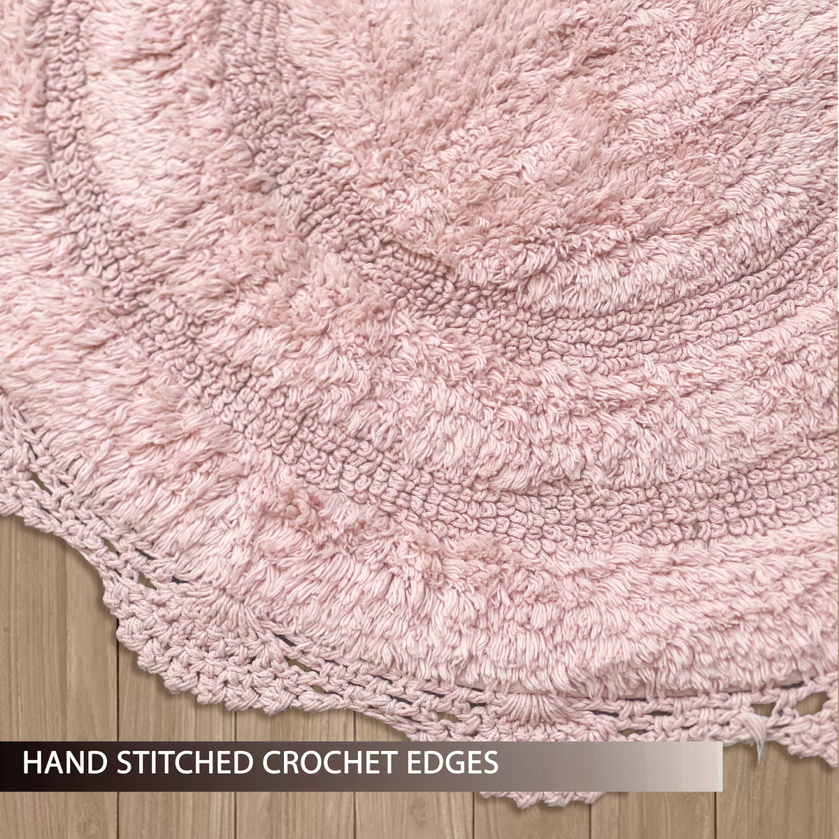 CROCHET ROUND BATH MAT, 24'' RND., PINK