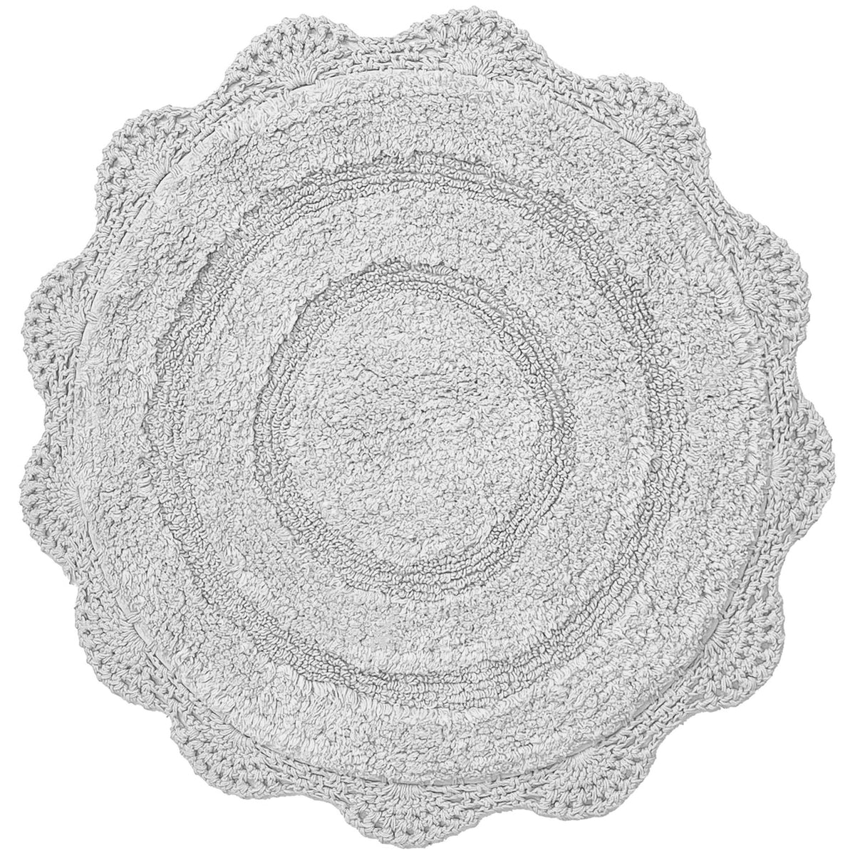 CROCHET ROUND BATH MAT, 24'' RND., LT. GREY