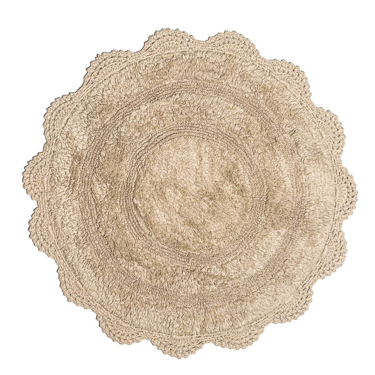 CROCHET ROUND BATH MAT, 24'' RND., BEIGE