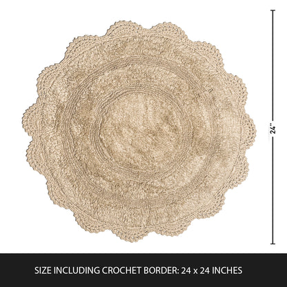 CROCHET ROUND BATH MAT, 24'' RND., BEIGE