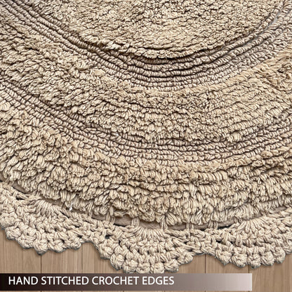 CROCHET ROUND BATH MAT, 24'' RND., BEIGE