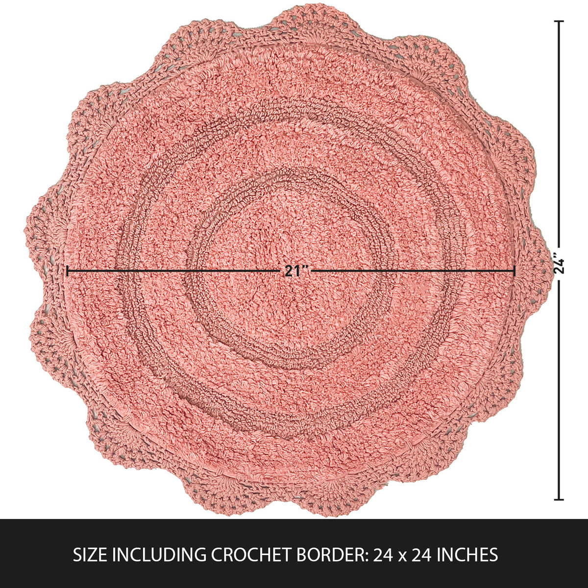 Crochet Round Bath Mat-Blush,24''