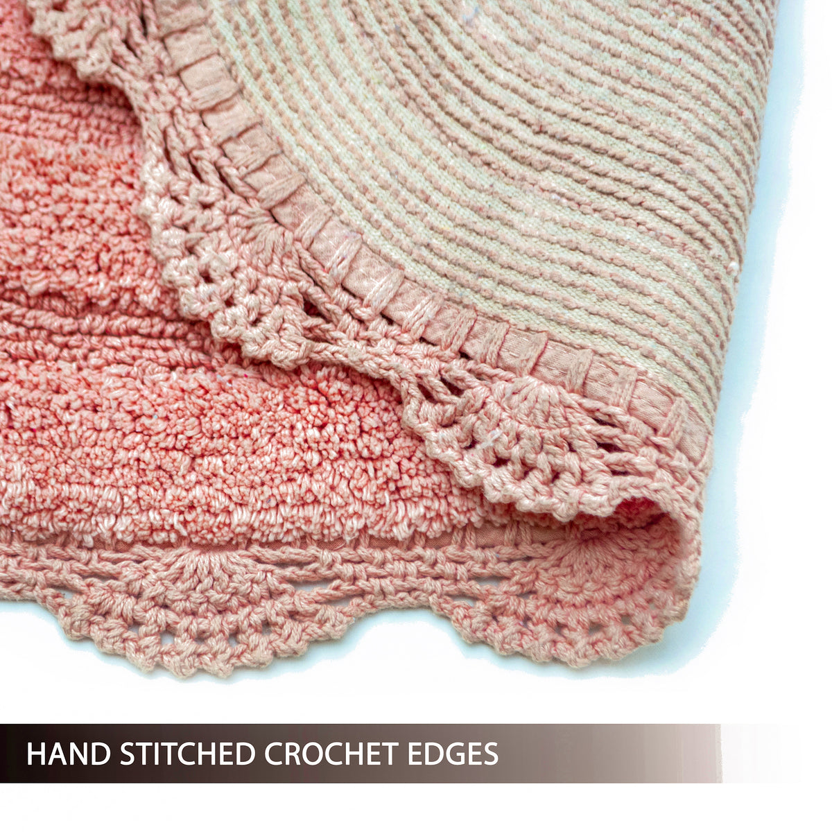 Crochet Round Bath Mat-Blush,24''