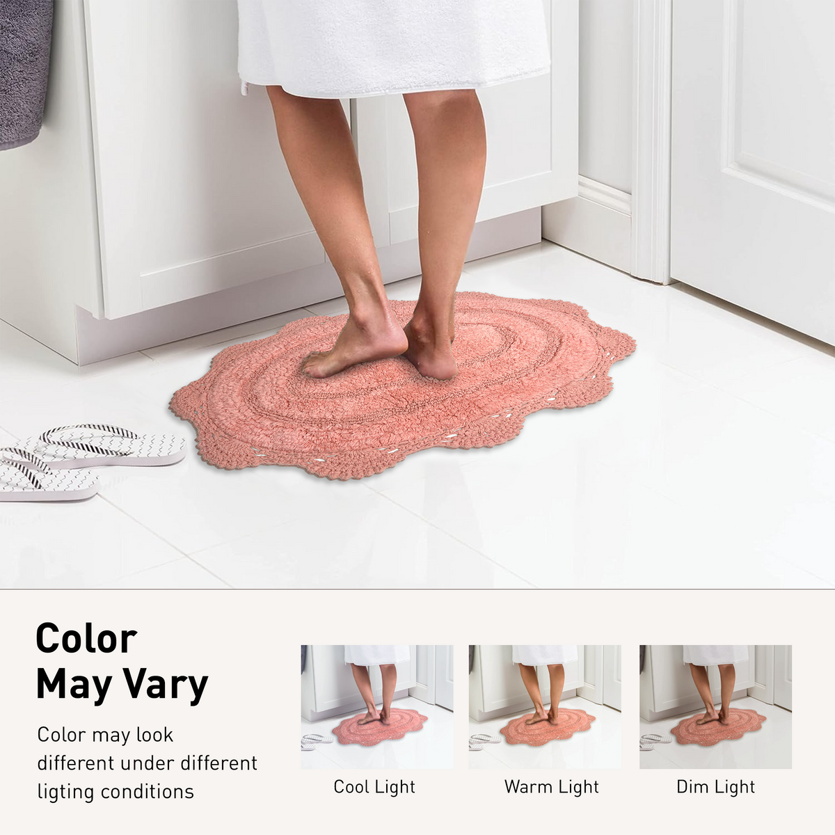 Crochet Round Bath Mat-Blush,24''