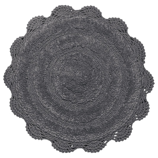 Crochet Round Bath Mat-Griffin Gray,24''