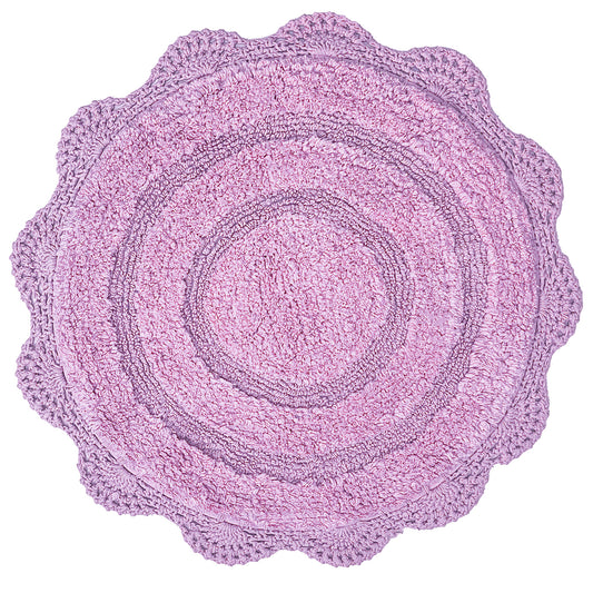 Crochet Round Bath Mat-Lavender,24''