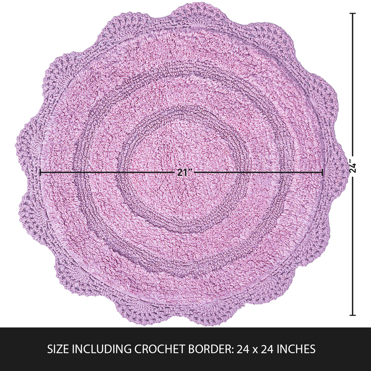 Crochet Round Bath Mat-Lavender,24''